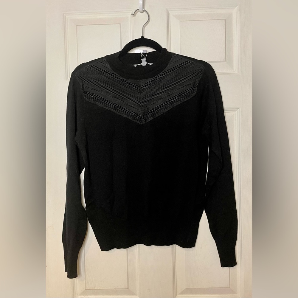 Black lace detail sweater.